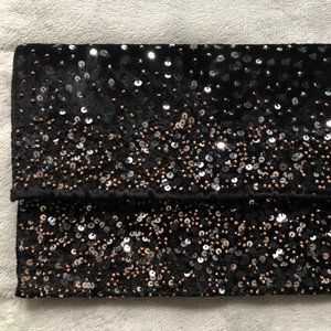 NORDSTROM - sequin + beaded velvet fabric clutch